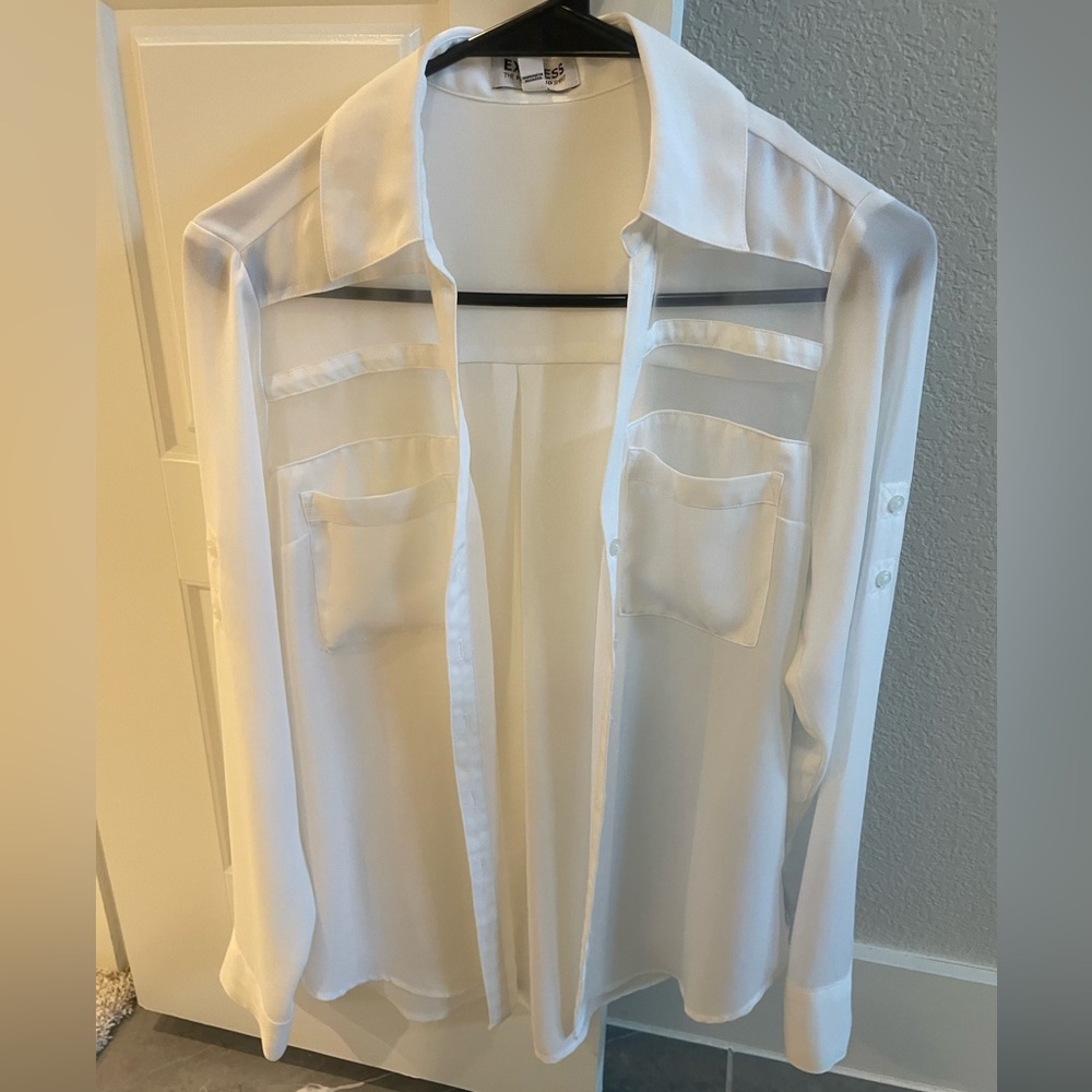White button up with sheer detailing